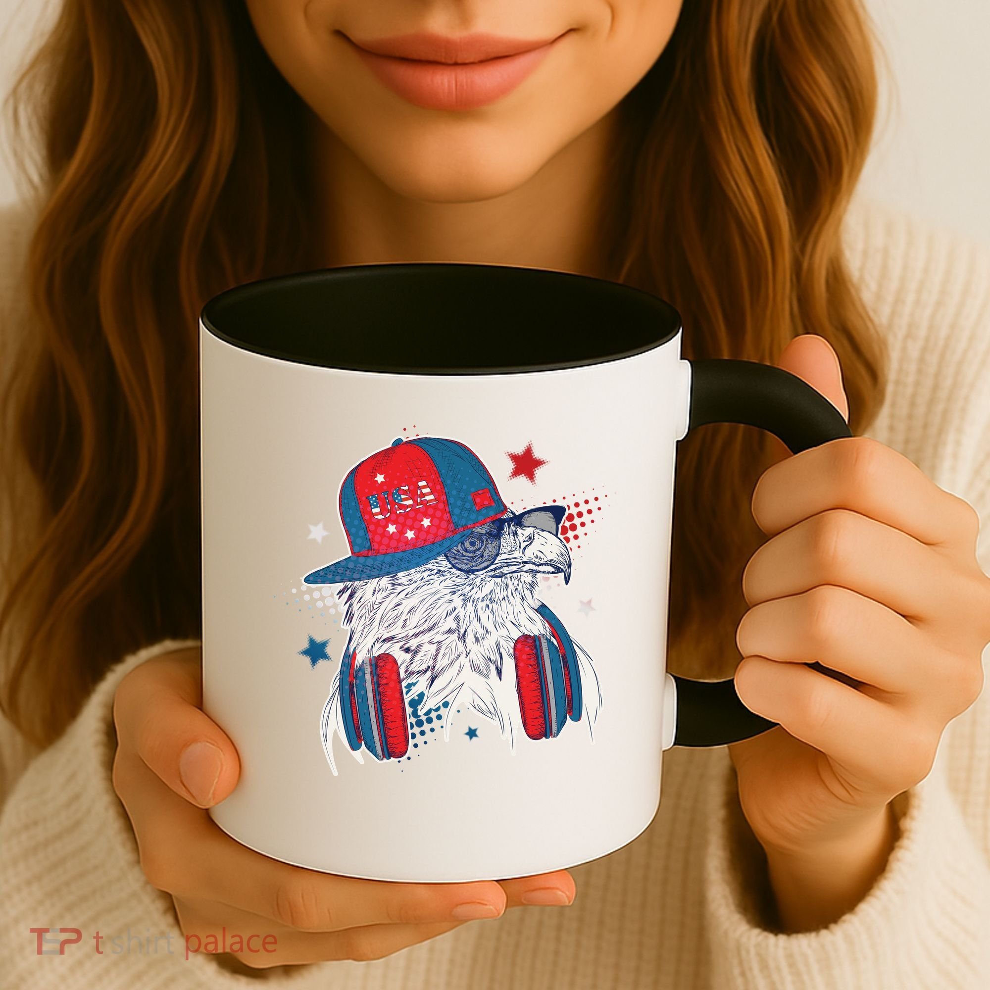 Cool American USA Flag Hipster DJ Eagle Coffee Mug