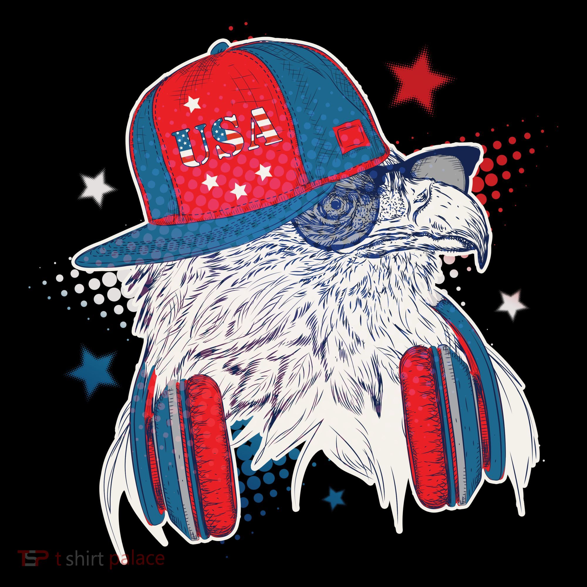 Cool American USA Flag Hipster DJ Eagle Coffee Mug