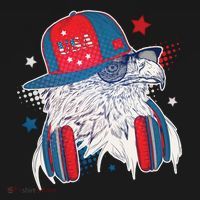 Cool American USA Flag Hipster DJ Eagle Ornament thumb 1