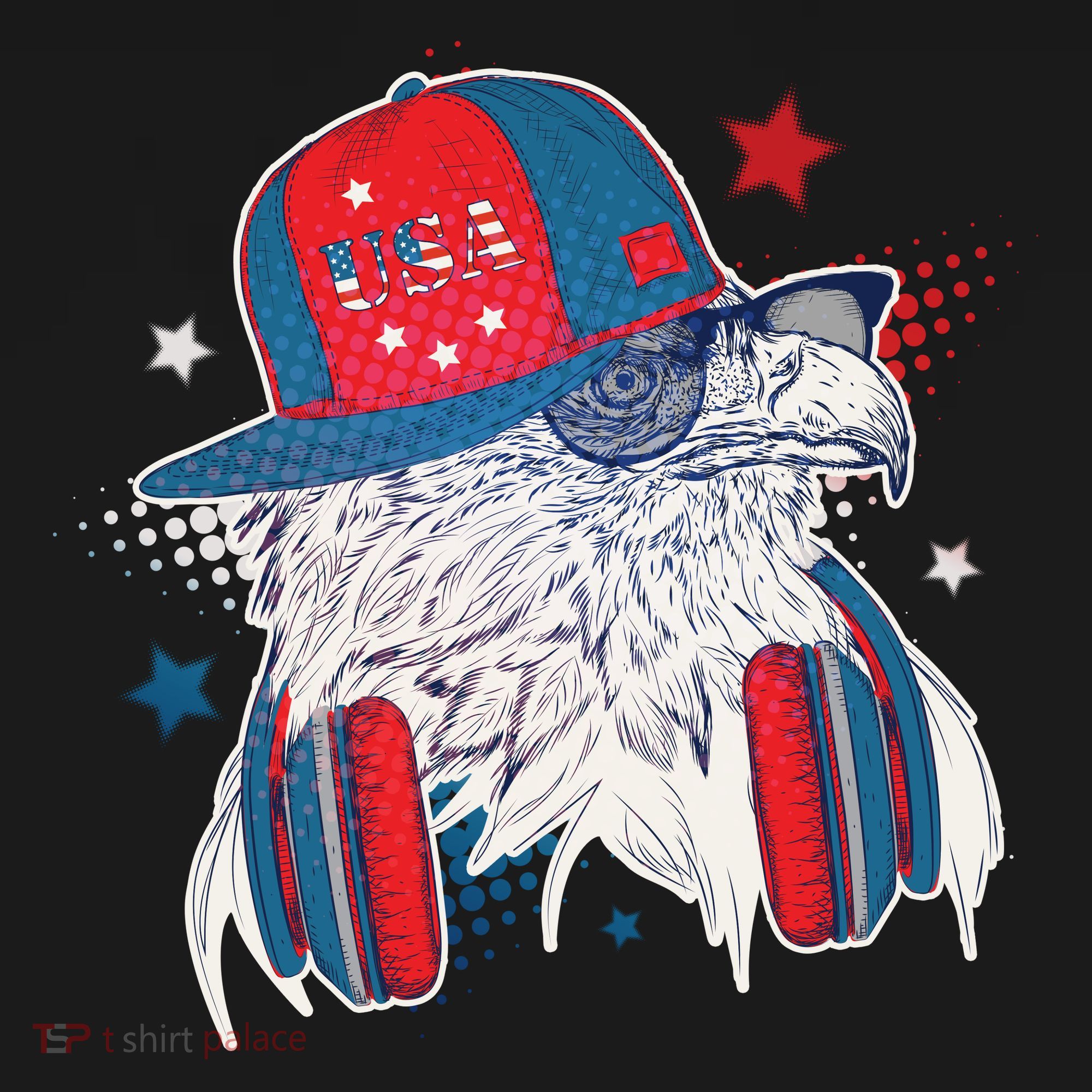 Cool American USA Flag Hipster DJ Eagle Ornament