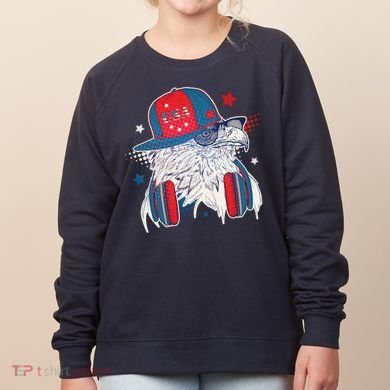 Cool American USA Flag Hipster DJ Eagle Women's Sweatshirt