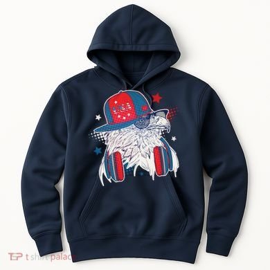 Cool American USA Flag Hipster DJ Eagle Hoodie