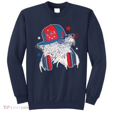 Cool American USA Flag Hipster DJ Eagle Sweatshirt