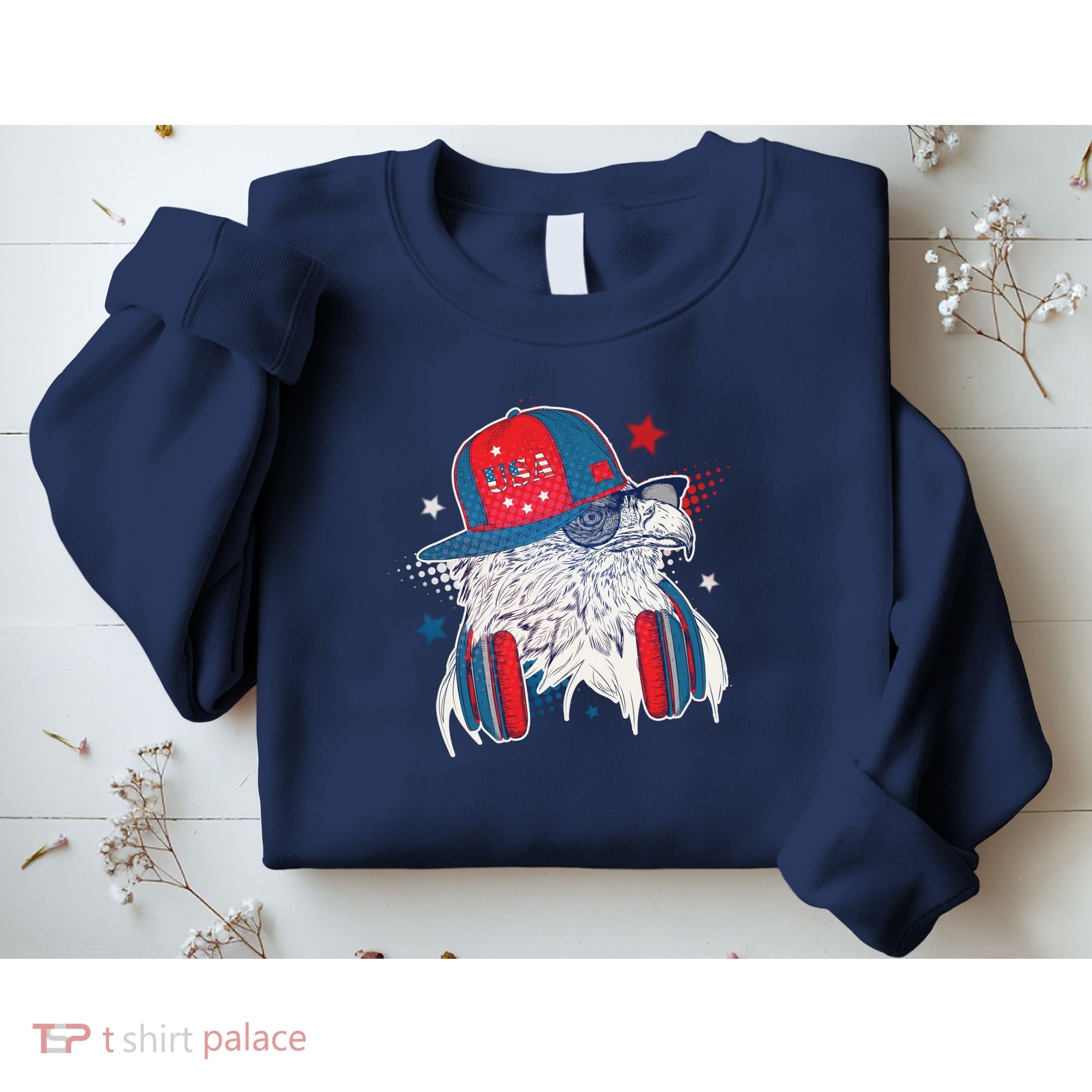 Cool American USA Flag Hipster DJ Eagle Sweatshirt