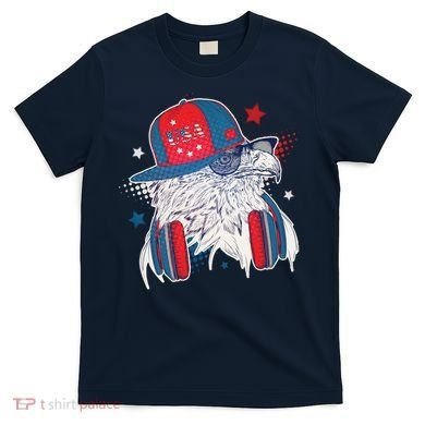 Cool American USA Flag Hipster DJ Eagle T-Shirt