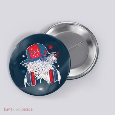 Cool American USA Flag Hipster DJ Eagle Button