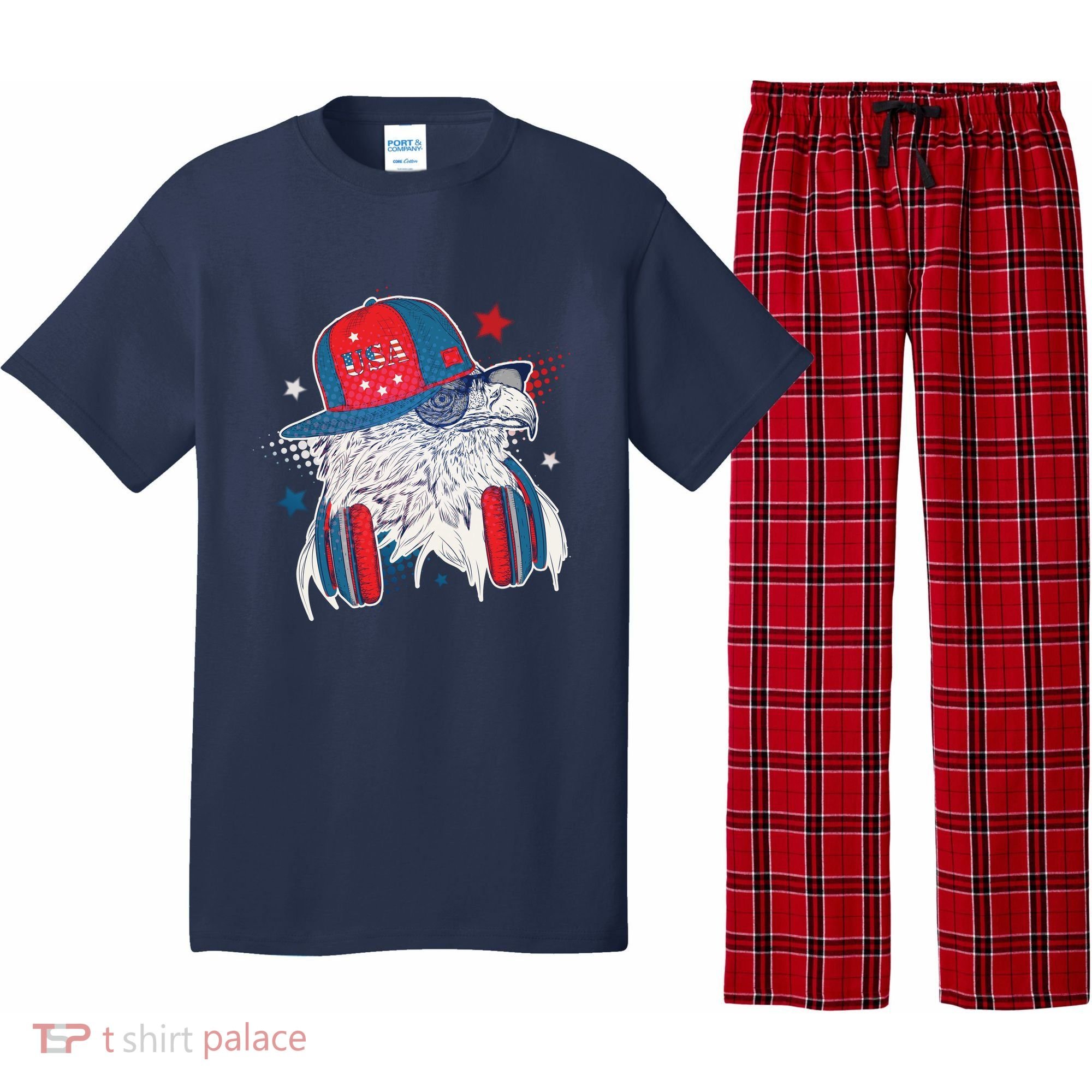 Cool American USA Flag Hipster DJ Eagle Pajama Set