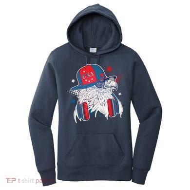 Cool American USA Flag Hipster DJ Eagle Women's Hoodie