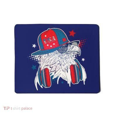Cool American USA Flag Hipster DJ Eagle Mousepad