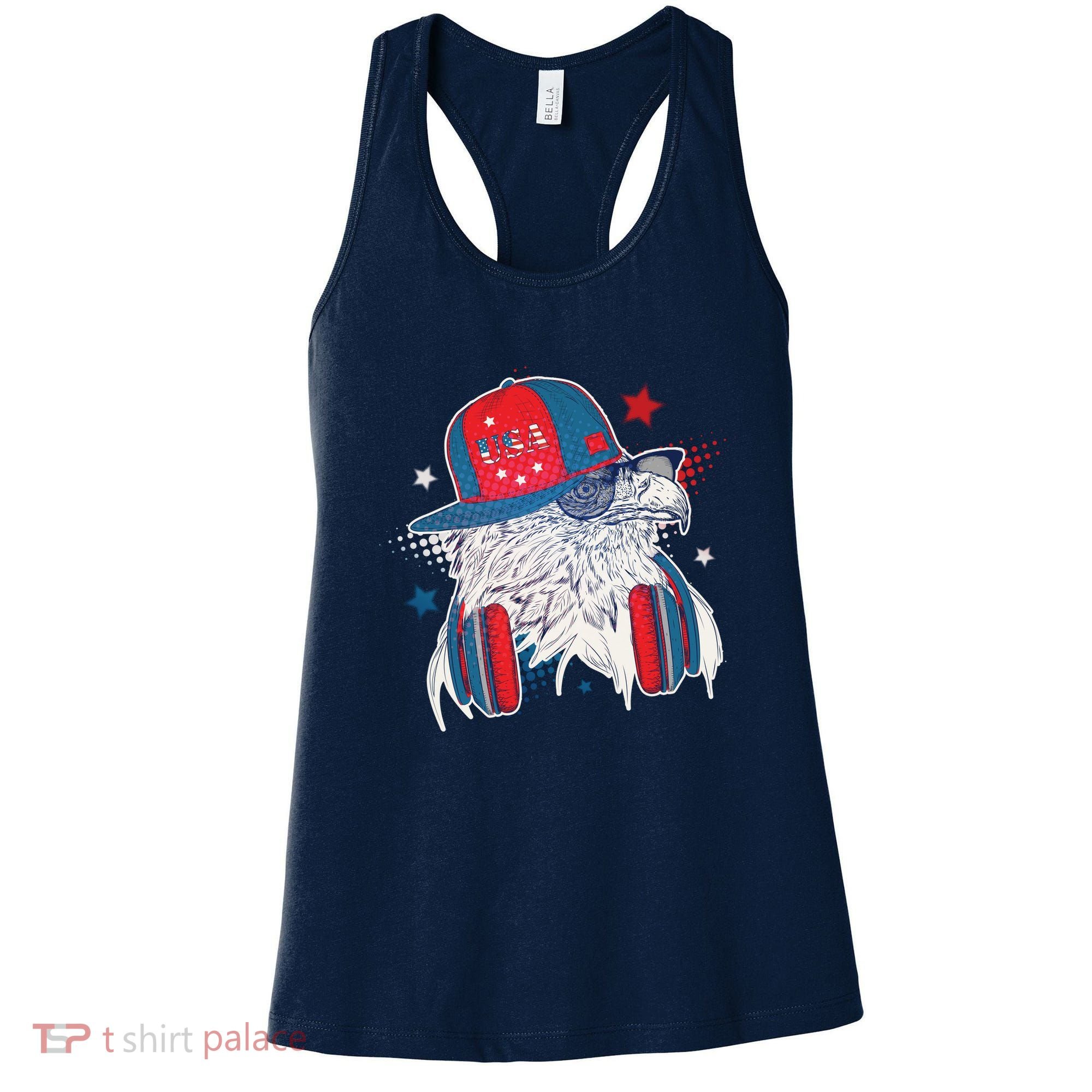 Cool American USA Flag Hipster DJ Eagle Women's Tank Top