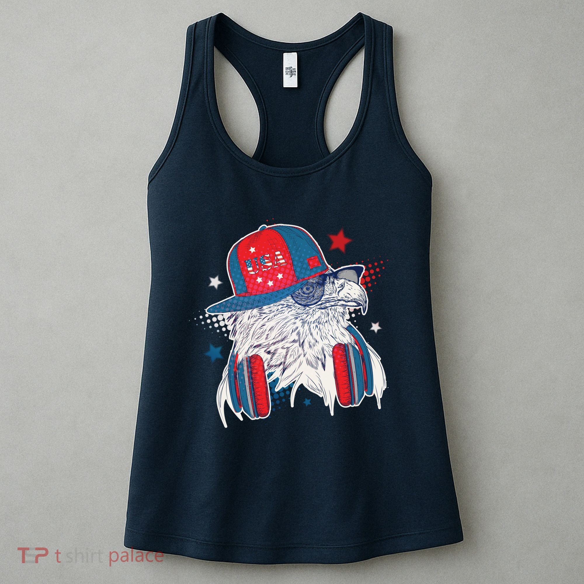 Cool American USA Flag Hipster DJ Eagle Women's Tank Top