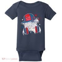 Cool American USA Flag Hipster DJ Eagle Baby Bodysuit thumb 0