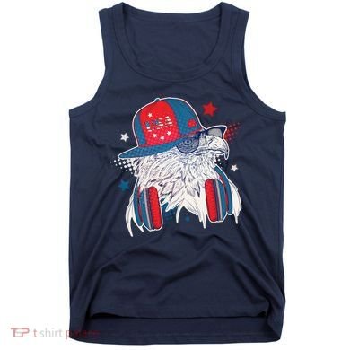 Cool American USA Flag Hipster DJ Eagle Tank Top