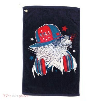 Cool American USA Flag Hipster DJ Eagle Golf Towel