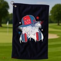 Cool American USA Flag Hipster DJ Eagle Golf Towel thumb 1