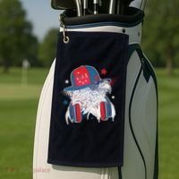 Cool American USA Flag Hipster DJ Eagle Golf Towel thumb 2