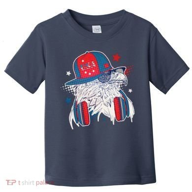 Cool American USA Flag Hipster DJ Eagle Toddler T-Shirt