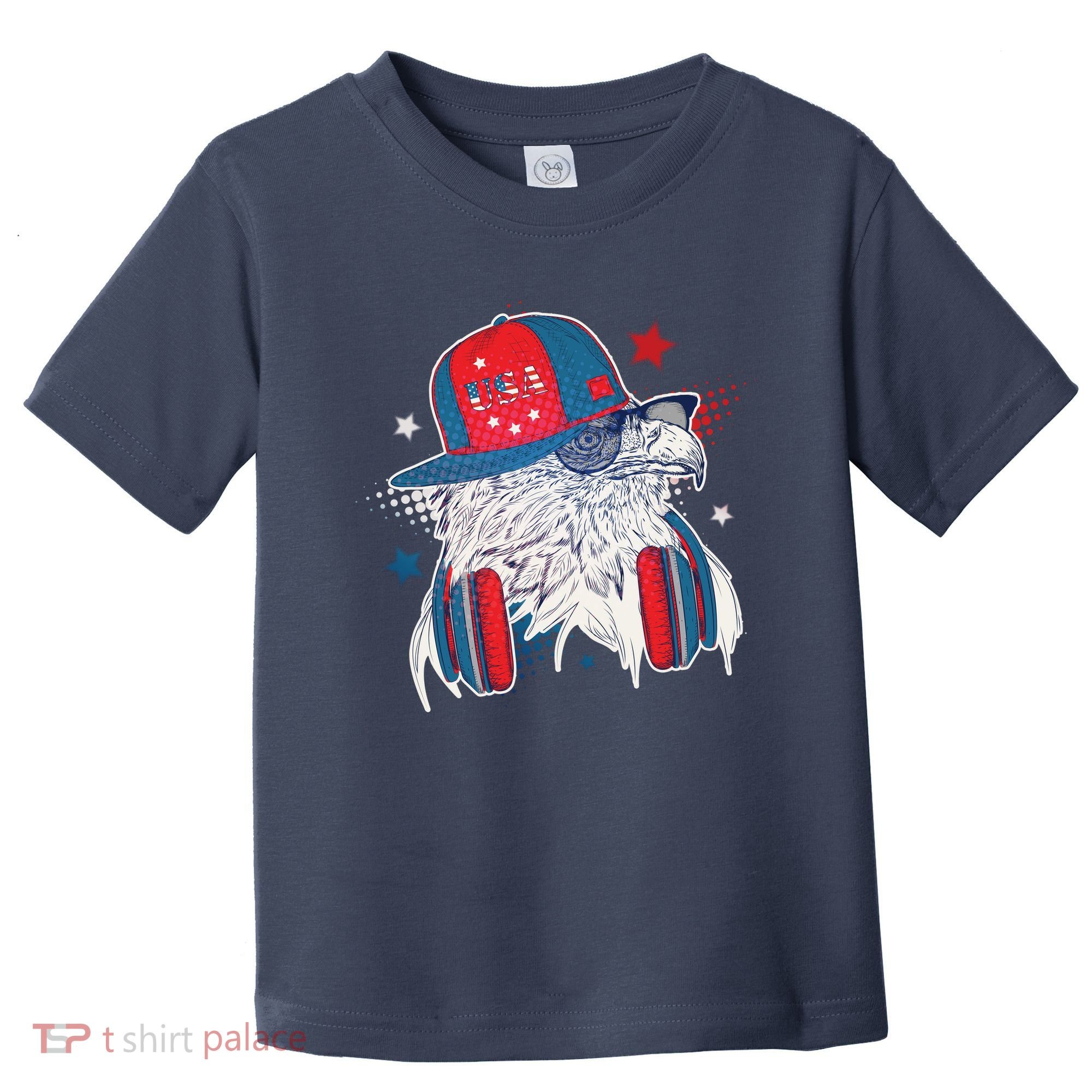 Cool American USA Flag Hipster DJ Eagle Toddler T-Shirt