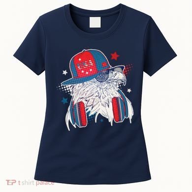 Cool American USA Flag Hipster DJ Eagle Women's T-Shirt