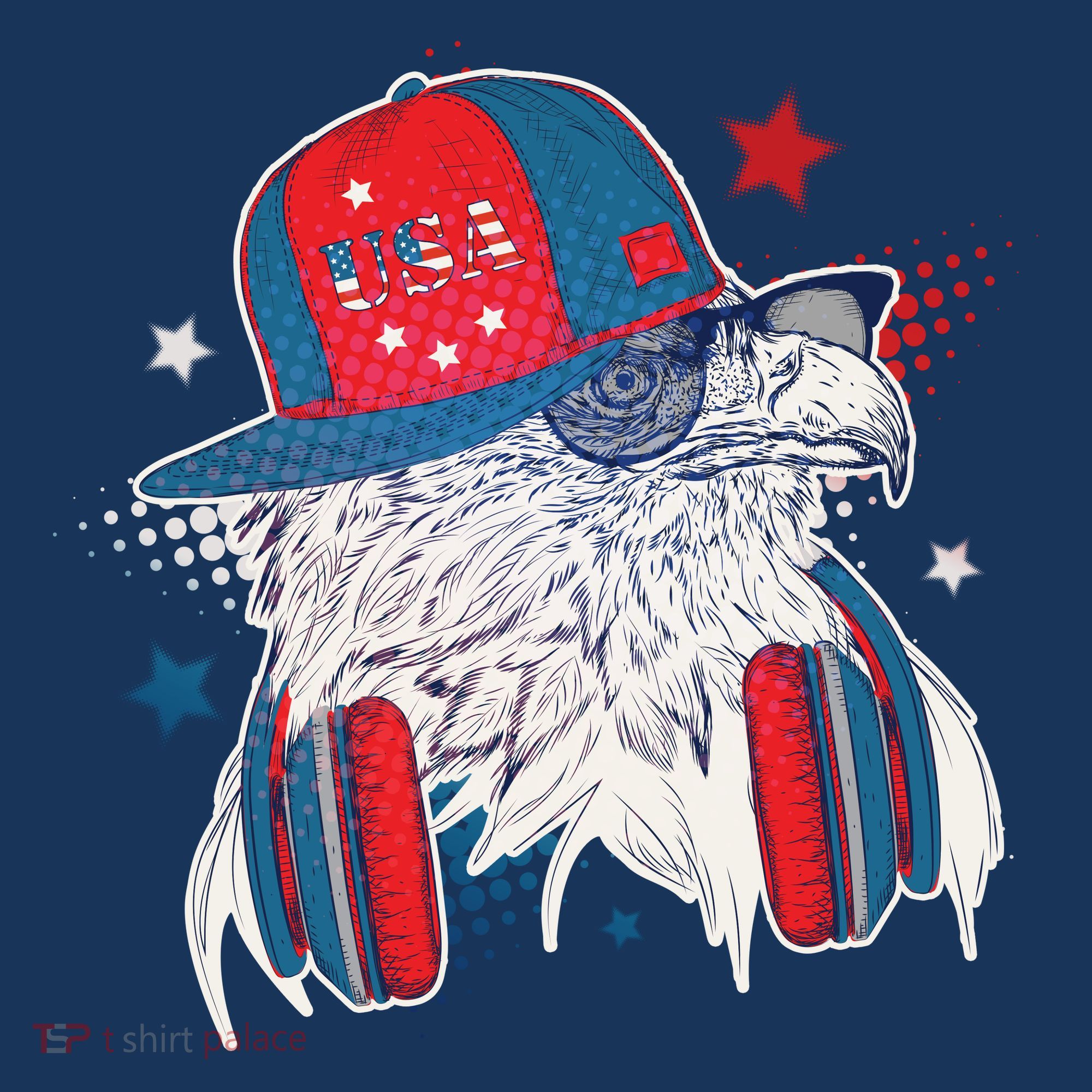 Cool American USA Flag Hipster DJ Eagle Women's T-Shirt