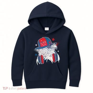 Cool American USA Flag Hipster DJ Eagle Kids Hoodie