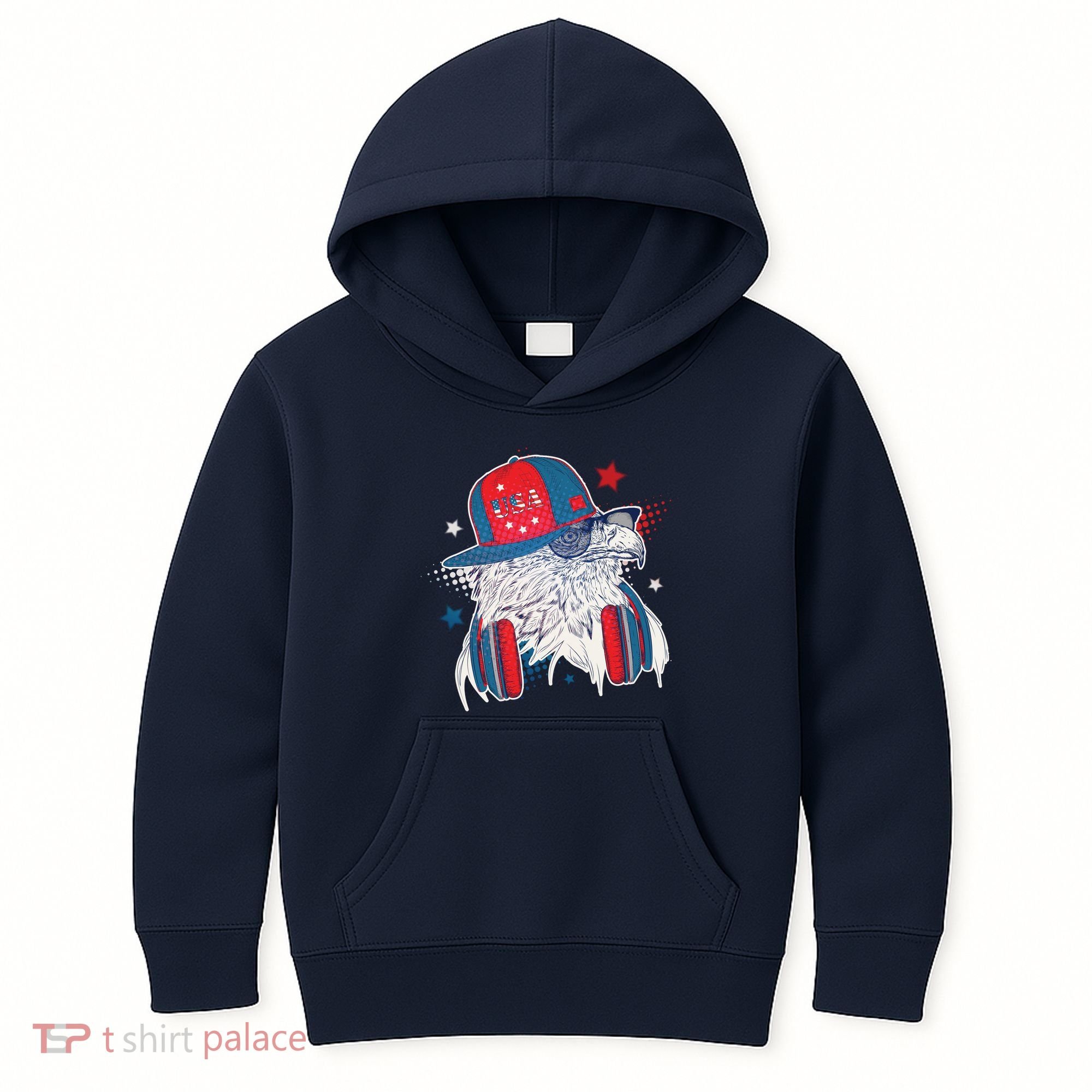 Cool American USA Flag Hipster DJ Eagle Kids Hoodie