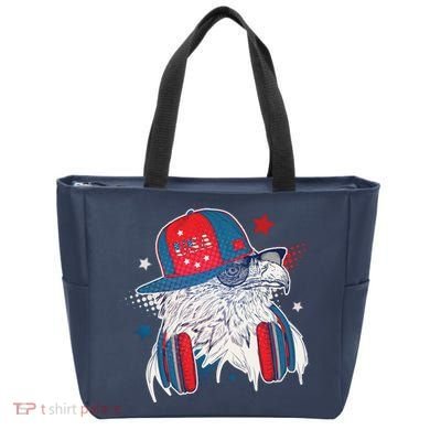 Cool American USA Flag Hipster DJ Eagle Tote Bag