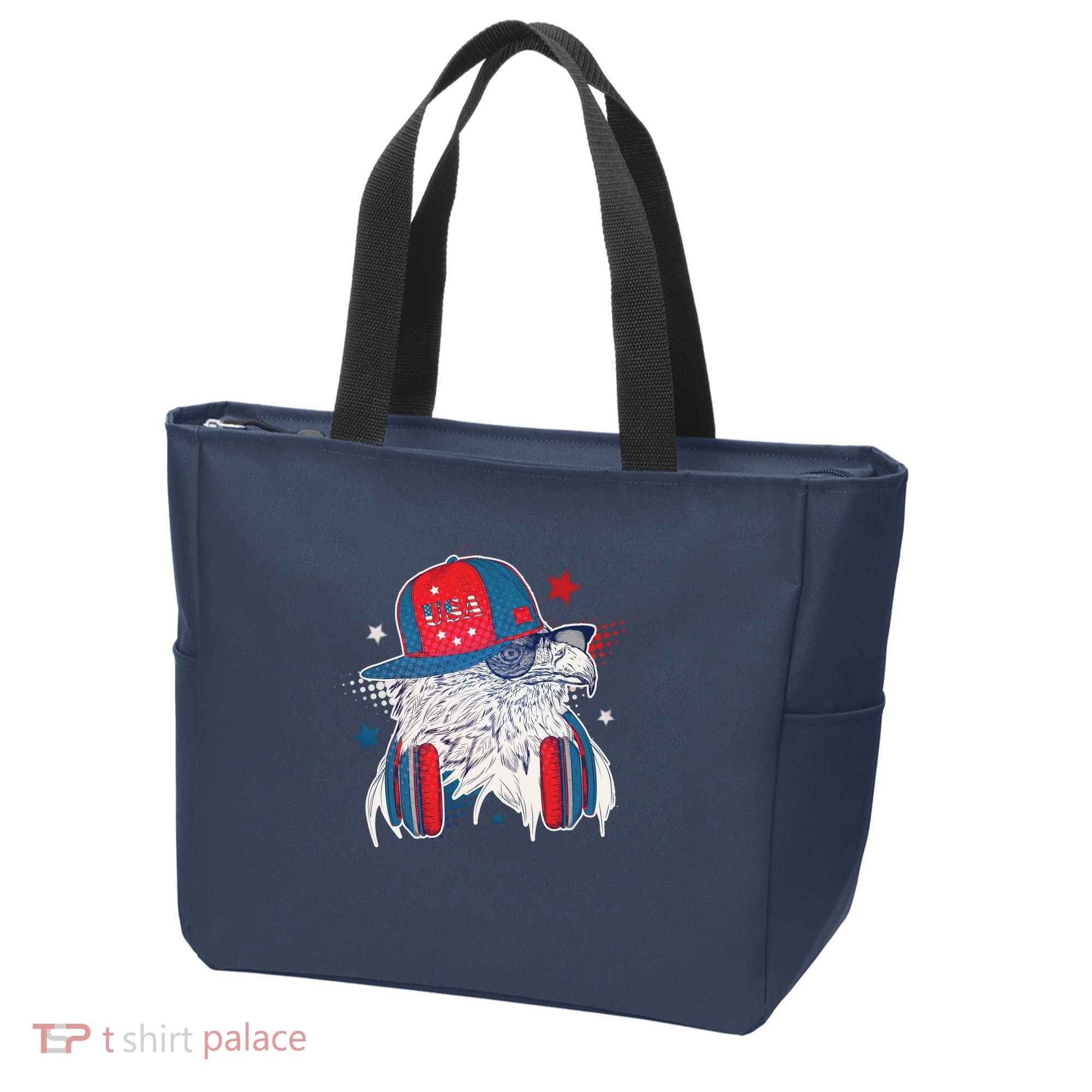Cool American USA Flag Hipster DJ Eagle Tote Bag