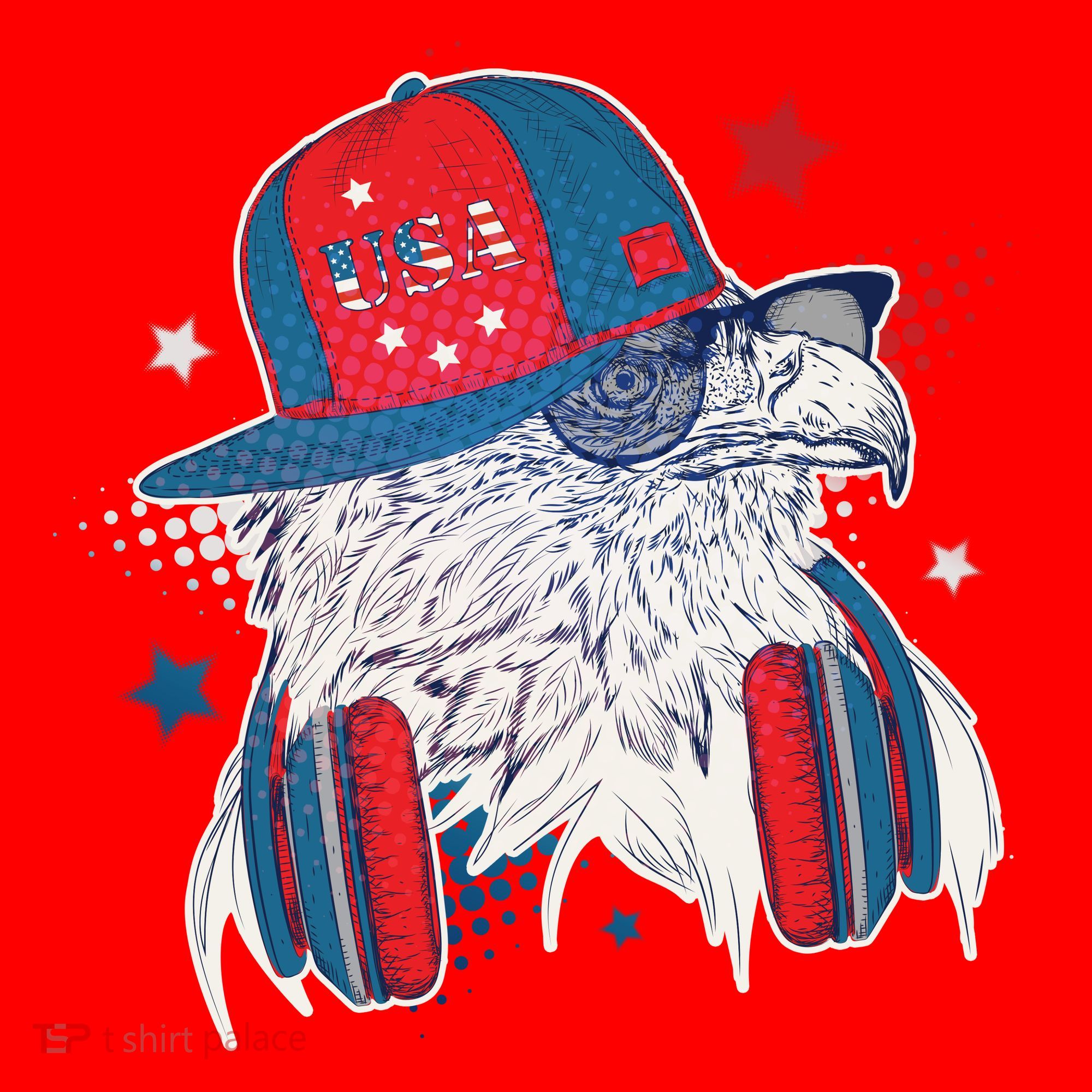 Cool American USA Flag Hipster DJ Eagle Santa Hat