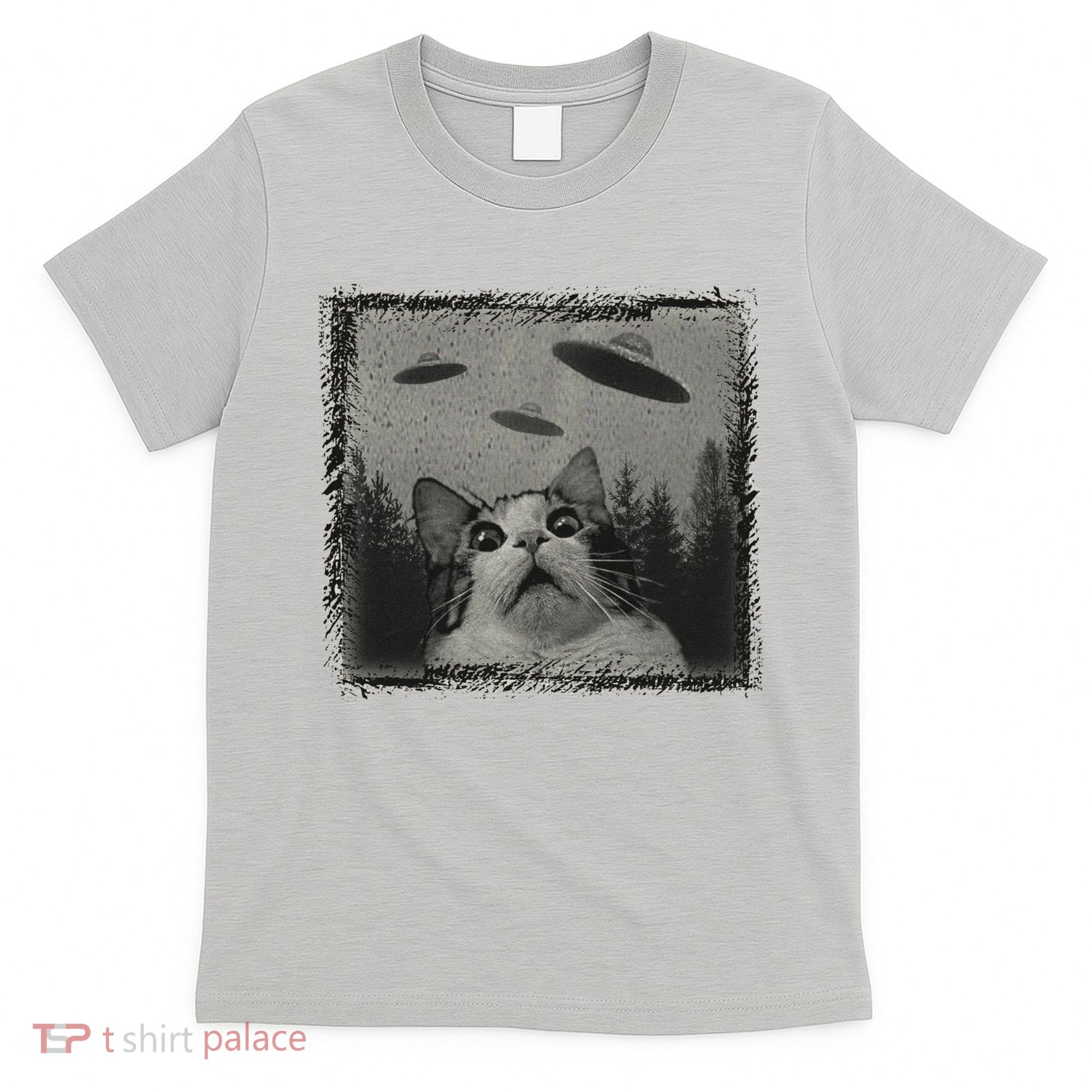 Cat And UFOs Funny Cat Lover Funny Cute Cat Meme T-Shirt