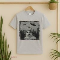 Cat And UFOs Funny Cat Lover Funny Cute Cat Meme T-Shirt thumb 2