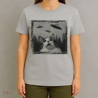 Cat And UFOs Funny Cat Lover Funny Cute Cat Meme T-Shirt thumb 4
