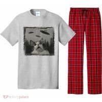 Cat And UFOs Funny Cat Lover Funny Cute Cat Meme Pajama Set thumb 0