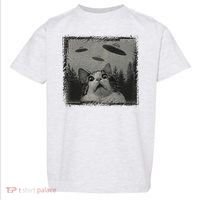 Cat And UFOs Funny Cat Lover Funny Cute Cat Meme Toddler T-Shirt thumb 0
