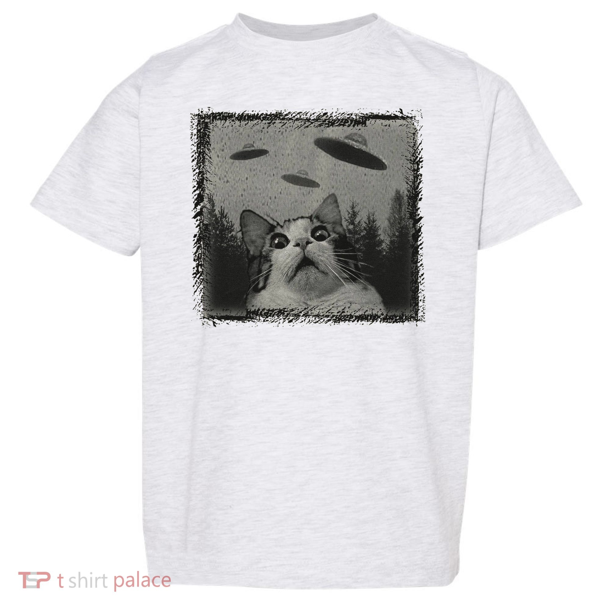 Cat And UFOs Funny Cat Lover Funny Cute Cat Meme Toddler T-Shirt