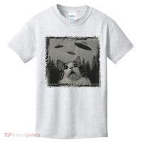 Cat And UFOs Funny Cat Lover Funny Cute Cat Meme Kids T-Shirt thumb 0