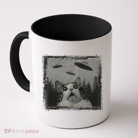 Cat And UFOs Funny Cat Lover Funny Cute Cat Meme Coffee Mug thumb 0