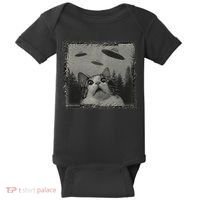 Cat And UFOs Funny Cat Lover Funny Cute Cat Meme Baby Bodysuit thumb 0