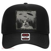 Cat And UFOs Funny Cat Lover Funny Cute Cat Meme Hat thumb 0