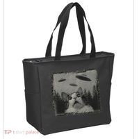 Cat And UFOs Funny Cat Lover Funny Cute Cat Meme Tote Bag thumb 2