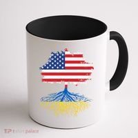 Cool American Ukrainian Roots I Stand With Ukraine USA Ukraine Flags Coffee Mug thumb 1