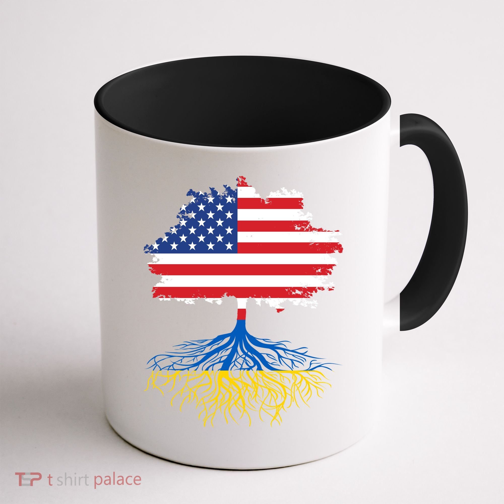 Cool American Ukrainian Roots I Stand With Ukraine USA Ukraine Flags Coffee Mug