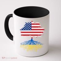 Cool American Ukrainian Roots I Stand With Ukraine USA Ukraine Flags Coffee Mug thumb 0