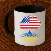 Cool American Ukrainian Roots I Stand With Ukraine USA Ukraine Flags Coffee Mug thumb 2