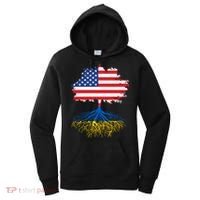 Cool American Ukrainian Roots I Stand With Ukraine USA Ukraine Flags Women's Hoodie thumb 0