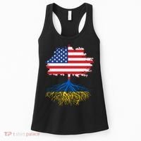Cool American Ukrainian Roots I Stand With Ukraine USA Ukraine Flags Women's Tank Top thumb 0