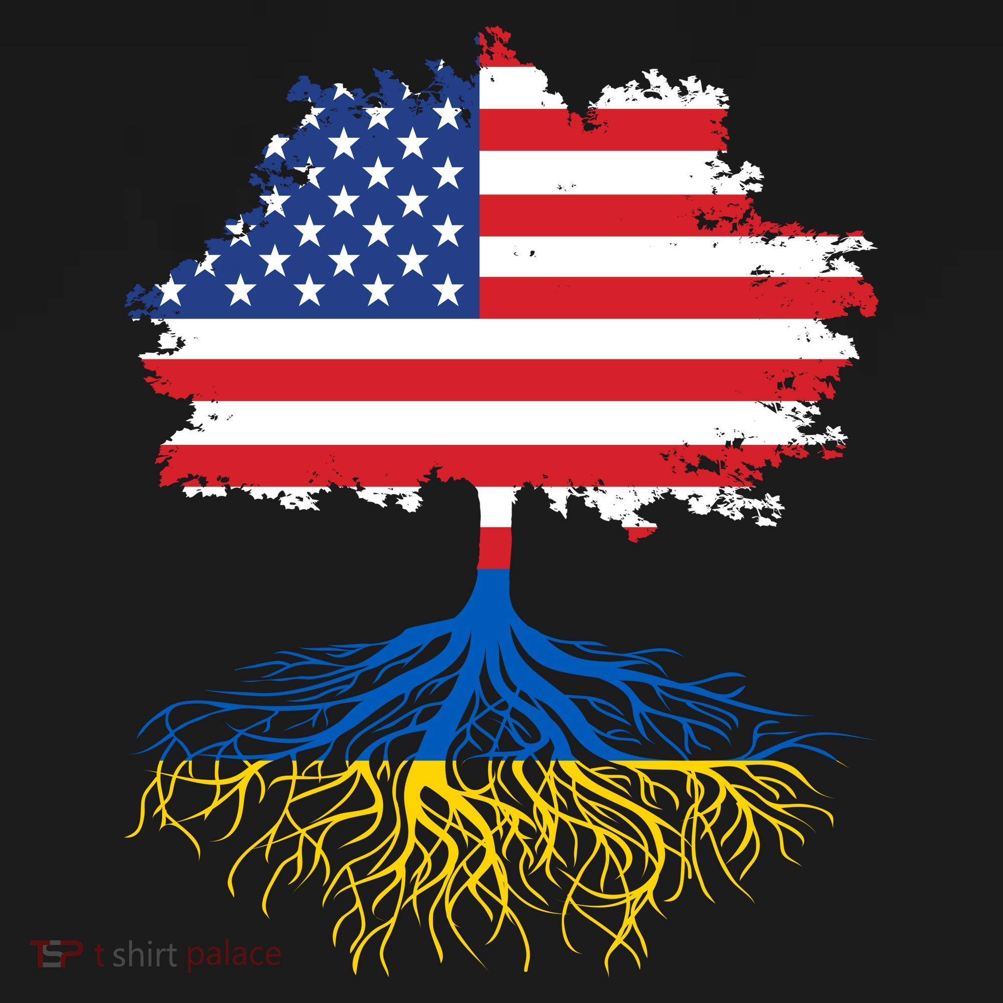 Cool American Ukrainian Roots I Stand With Ukraine USA Ukraine Flags Women's Tank Top