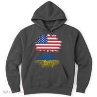 Cool American Ukrainian Roots I Stand With Ukraine USA Ukraine Flags Hoodie thumb 0
