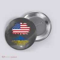 Cool American Ukrainian Roots I Stand With Ukraine USA Ukraine Flags Button thumb 0