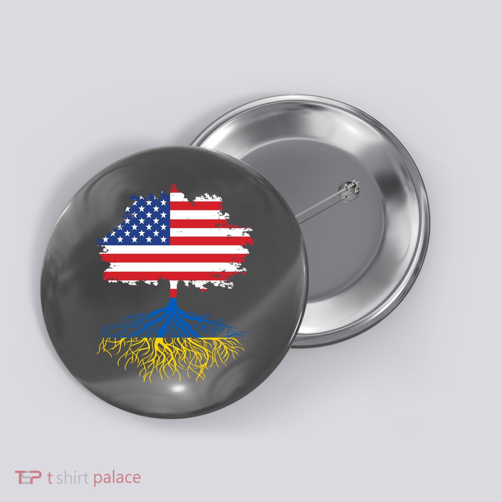 Cool American Ukrainian Roots I Stand With Ukraine USA Ukraine Flags Button